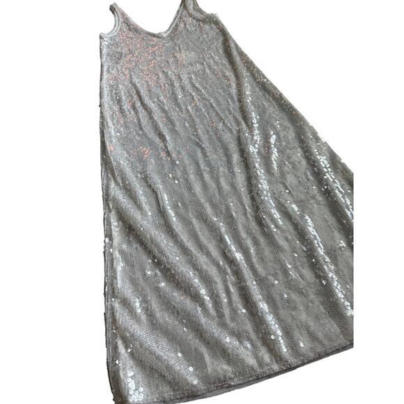 Zara Sleeveless V Neck Sequined Maxi Dress White Size XS - Picture 10 of 11